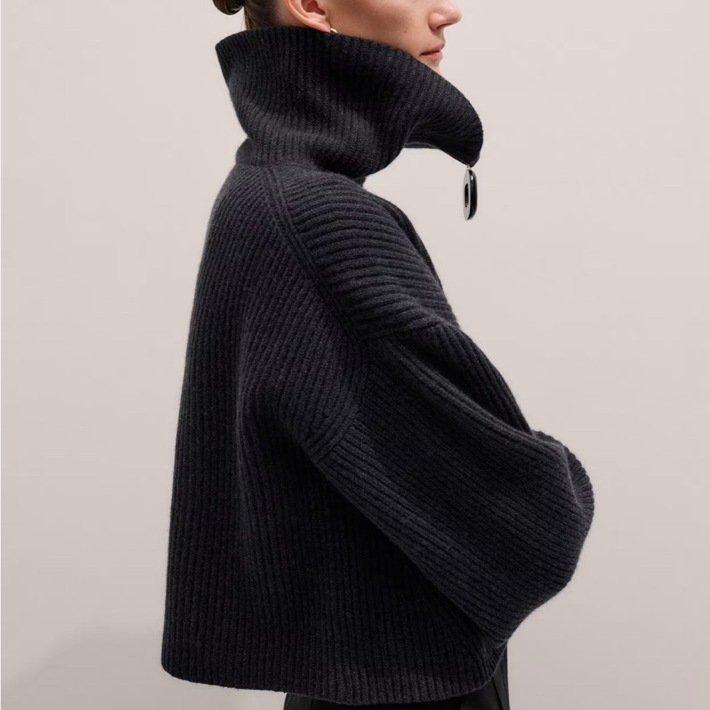 ME+EM Relaxed Fly Neck Zip sweater